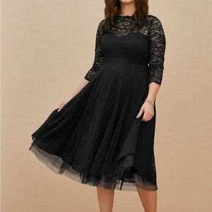 Torrid Midi Lace Dress....Size: 16, Color: Black